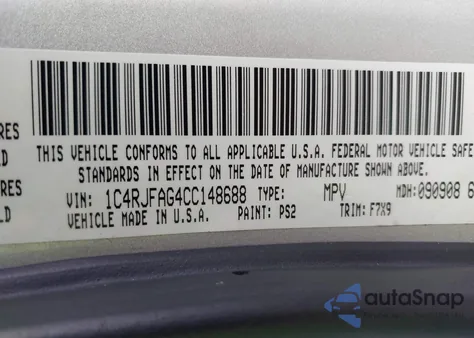 2012 Jeep Grand Cherokee Laredo from USA, damaged, VIN 1C4RJFAG4CC148688